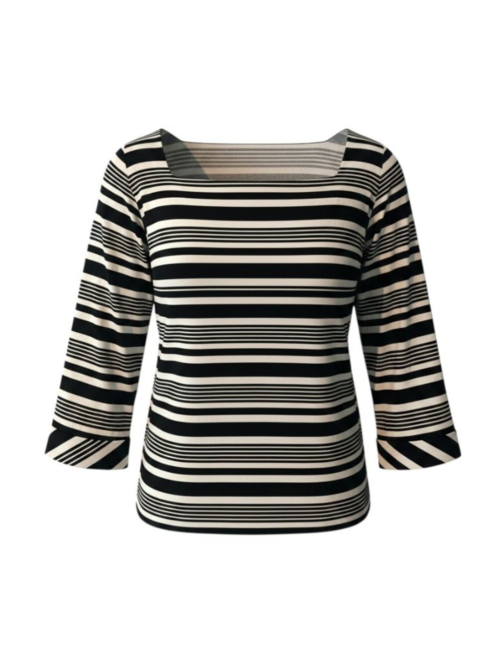 Talbots 3/4 Sleeve Blue White Stripped Top Size Women's Medium NWT